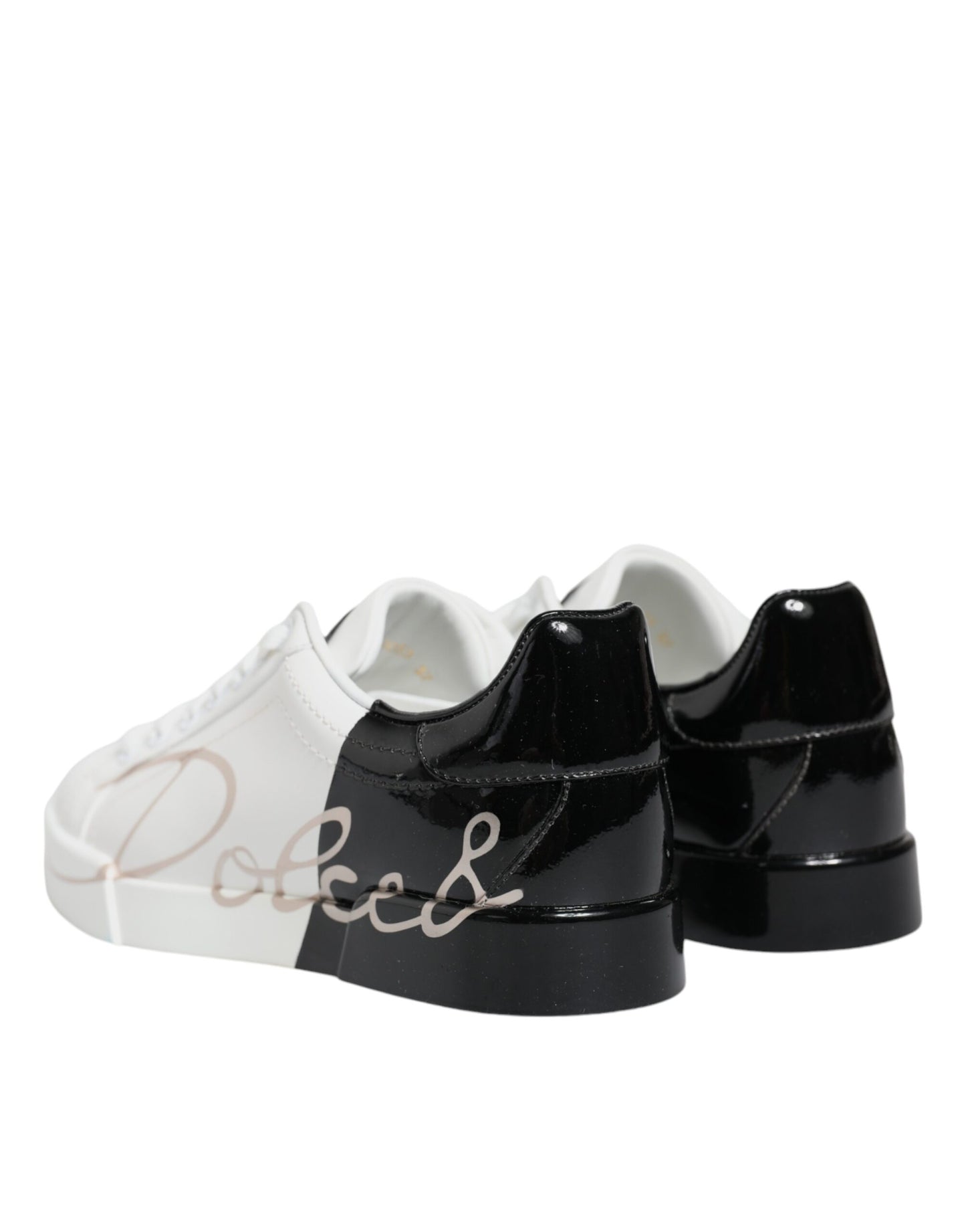 Dolce &amp; Gabbana White Black Portofino Low Top Sneakers Shoes