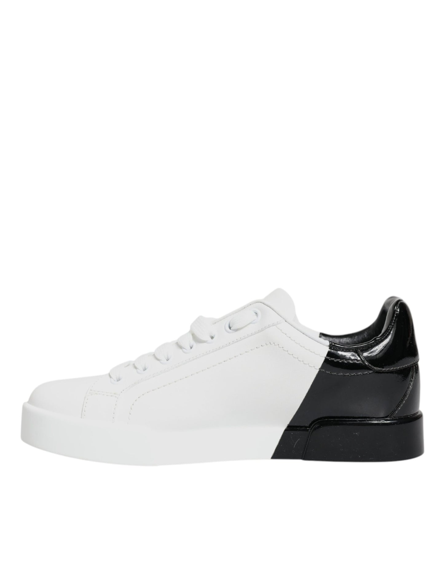 Dolce &amp; Gabbana White Black Portofino Low Top Sneakers Shoes