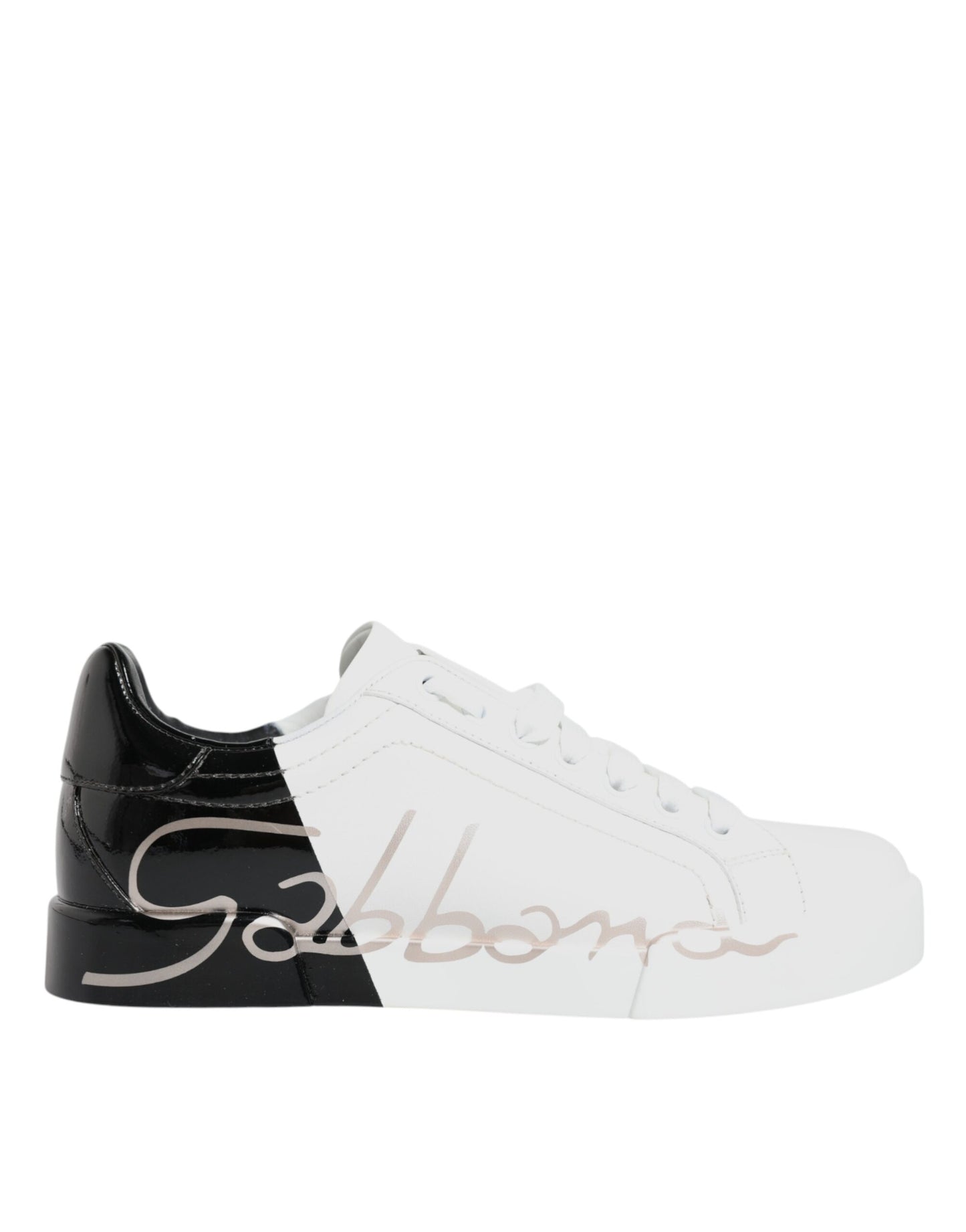 Dolce &amp; Gabbana White Black Portofino Low Top Sneakers Shoes