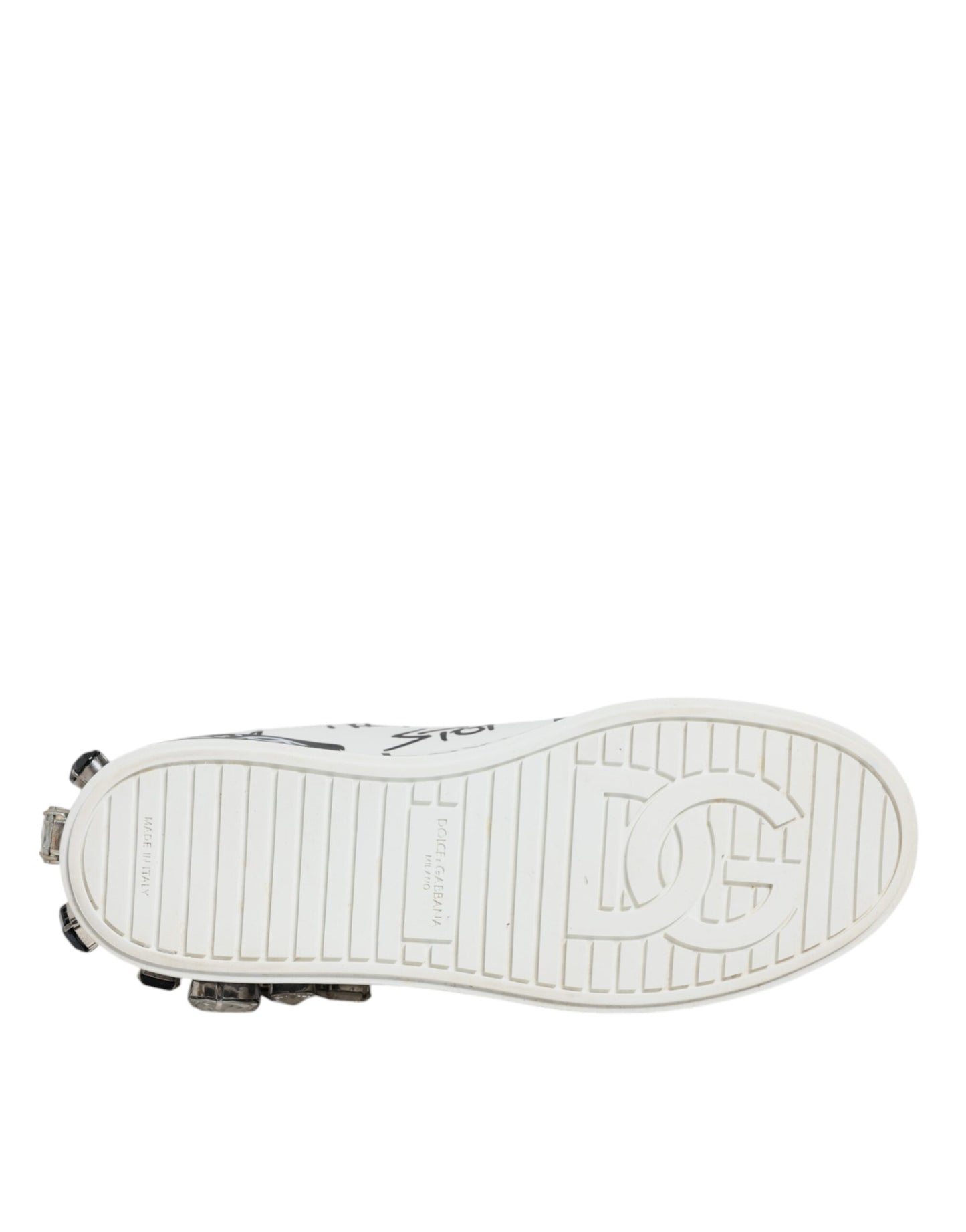 Dolce &amp; Gabbana White Crystal Portofino Low Top Sneaker Shoes