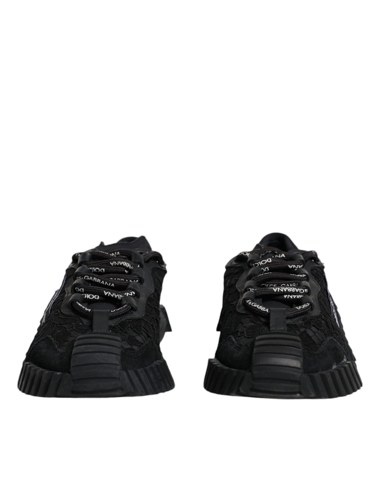 Dolce &amp; Gabbana Black Lace Up Low Top NS1 Sneakers Shoes