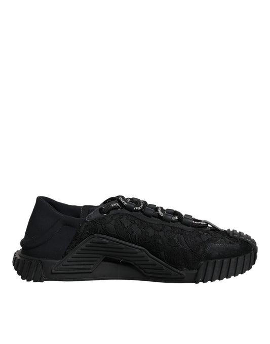 Dolce &amp; Gabbana Black Lace Up Low Top NS1 Sneakers Shoes