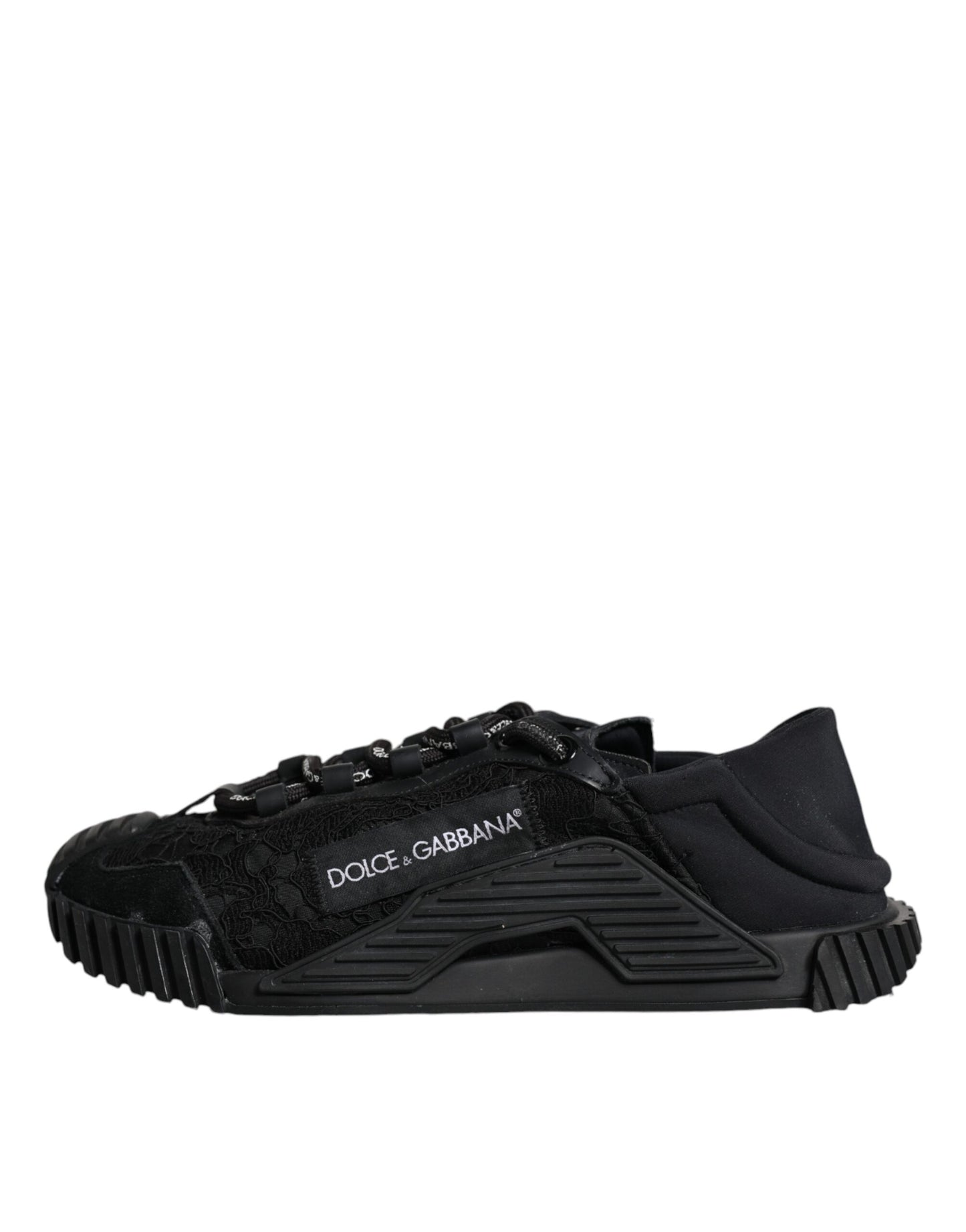 Dolce &amp; Gabbana Black Lace Up Low Top NS1 Sneakers Shoes