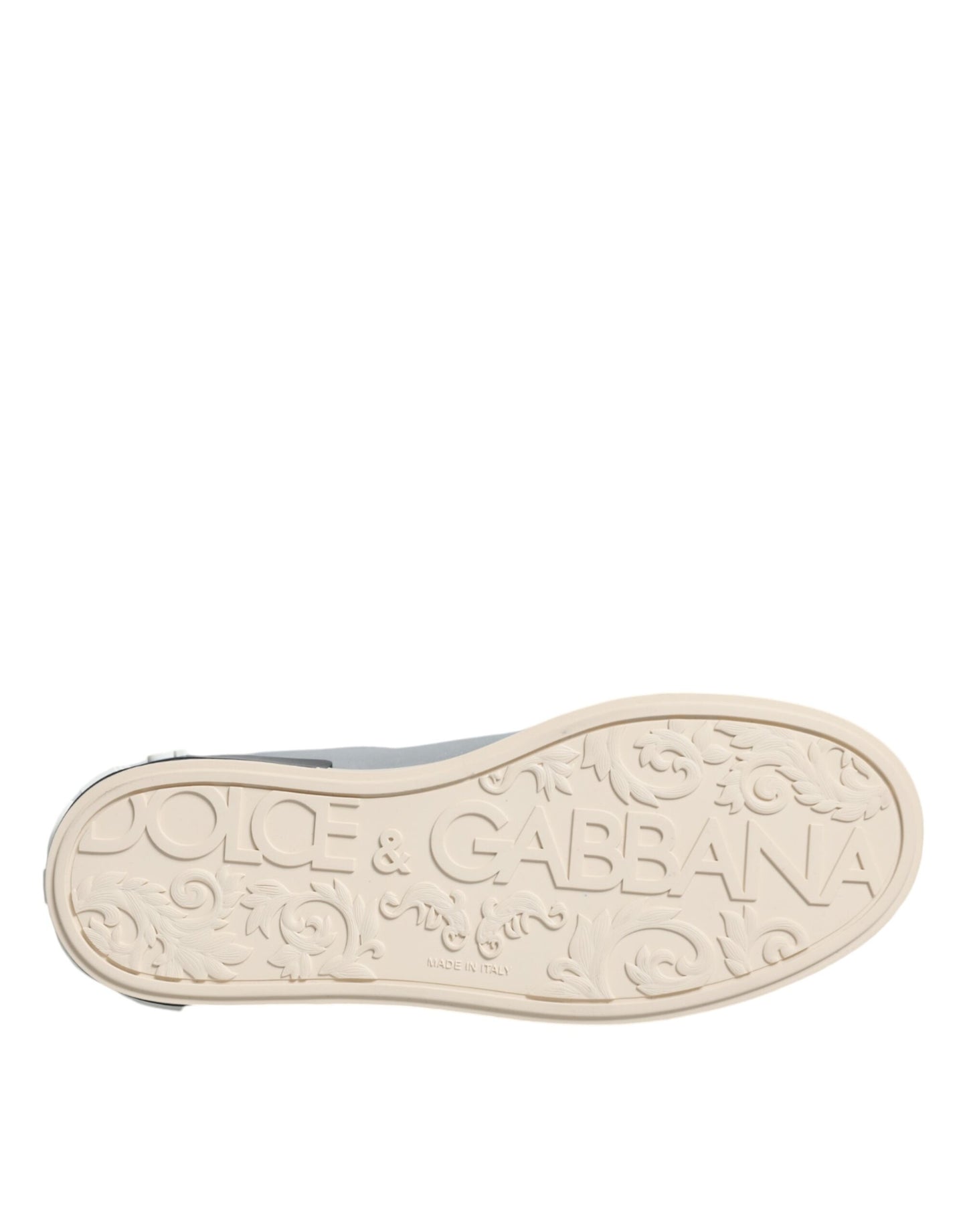 Dolce &amp; Gabbana Silver Calf Leather Portofino Sneakers Shoes