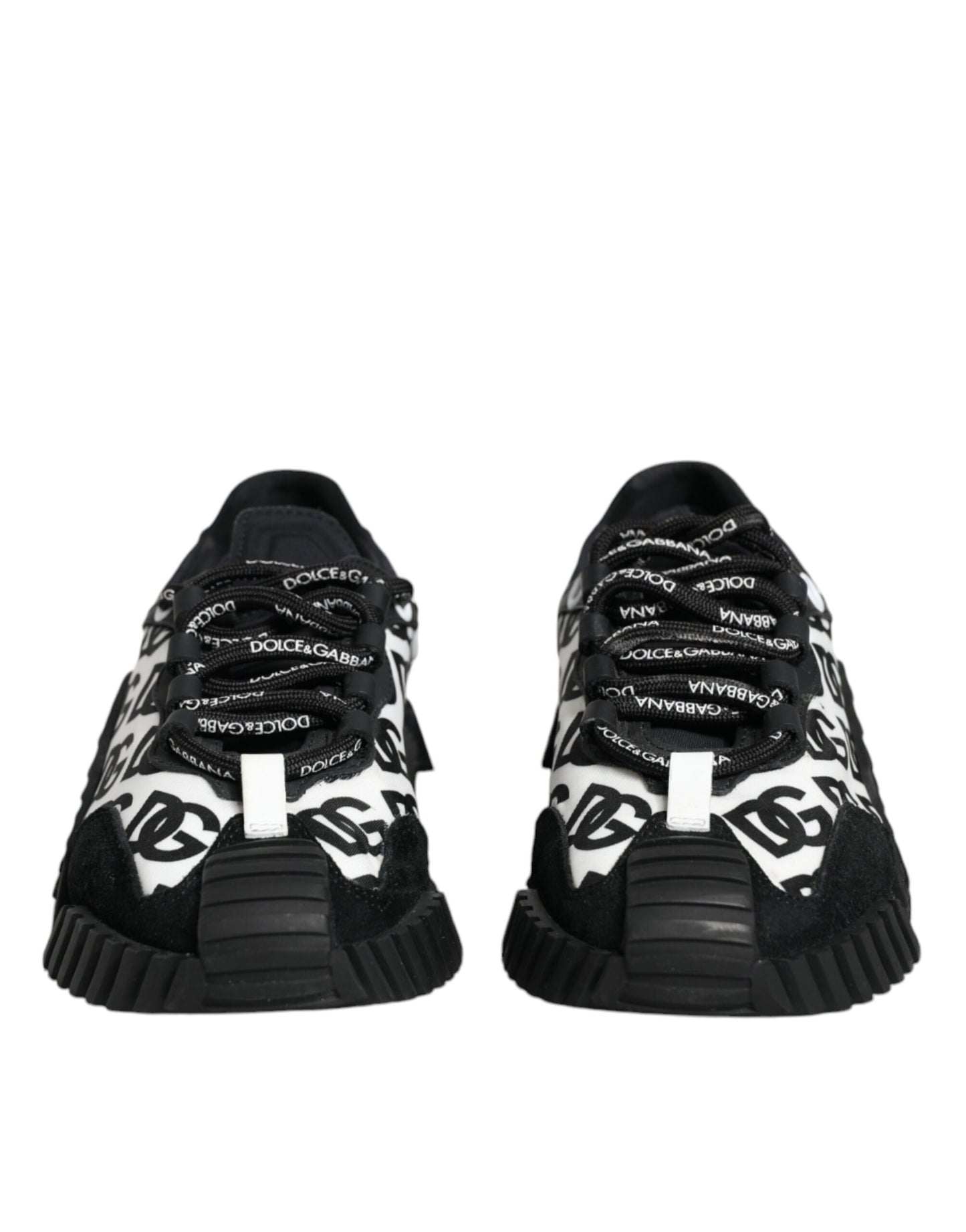 Dolce &amp; Gabbana Black Logo Lace Up Low Top NS1 Sneakers Shoes