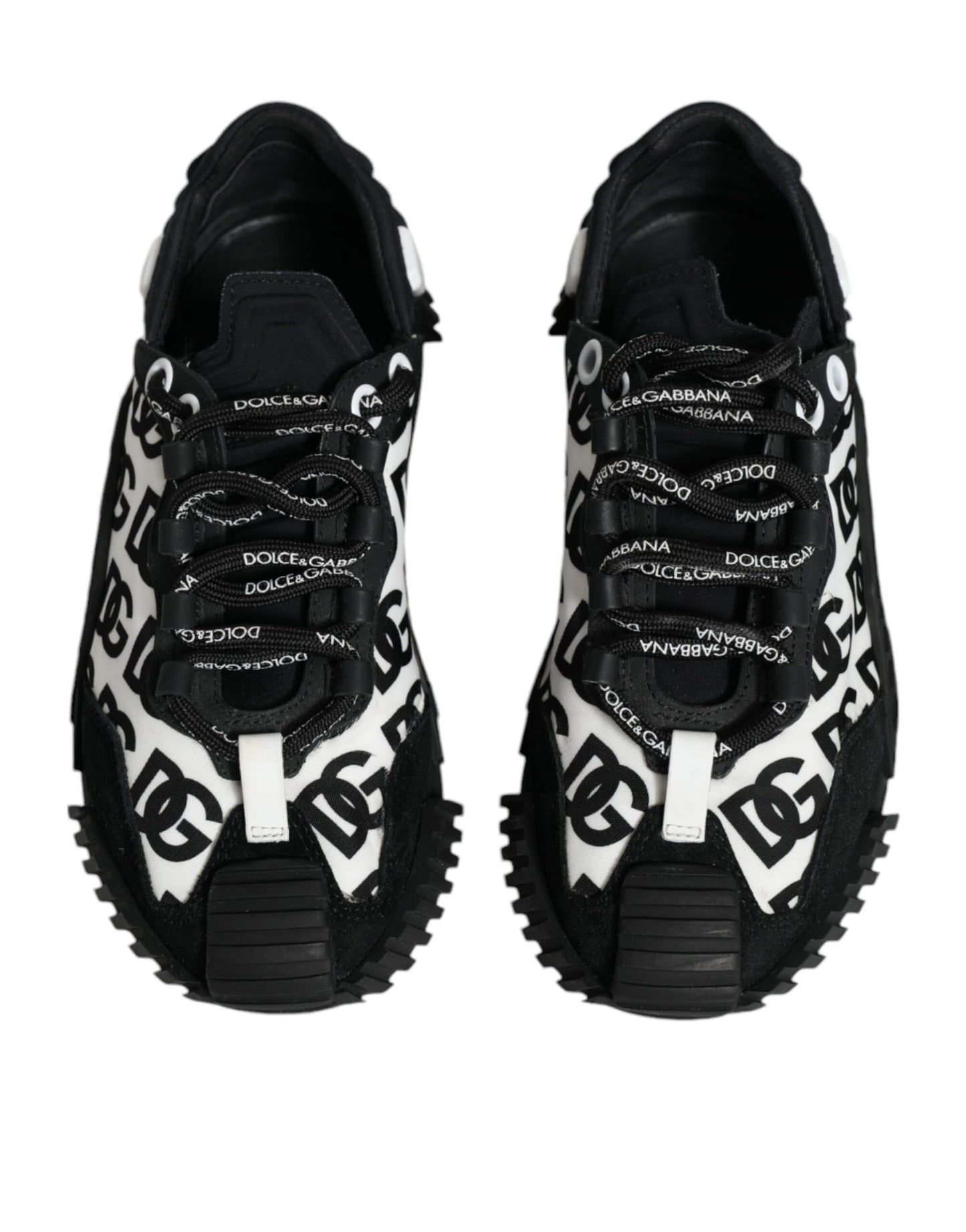 Dolce &amp; Gabbana Black Logo Lace Up Low Top NS1 Sneakers Shoes