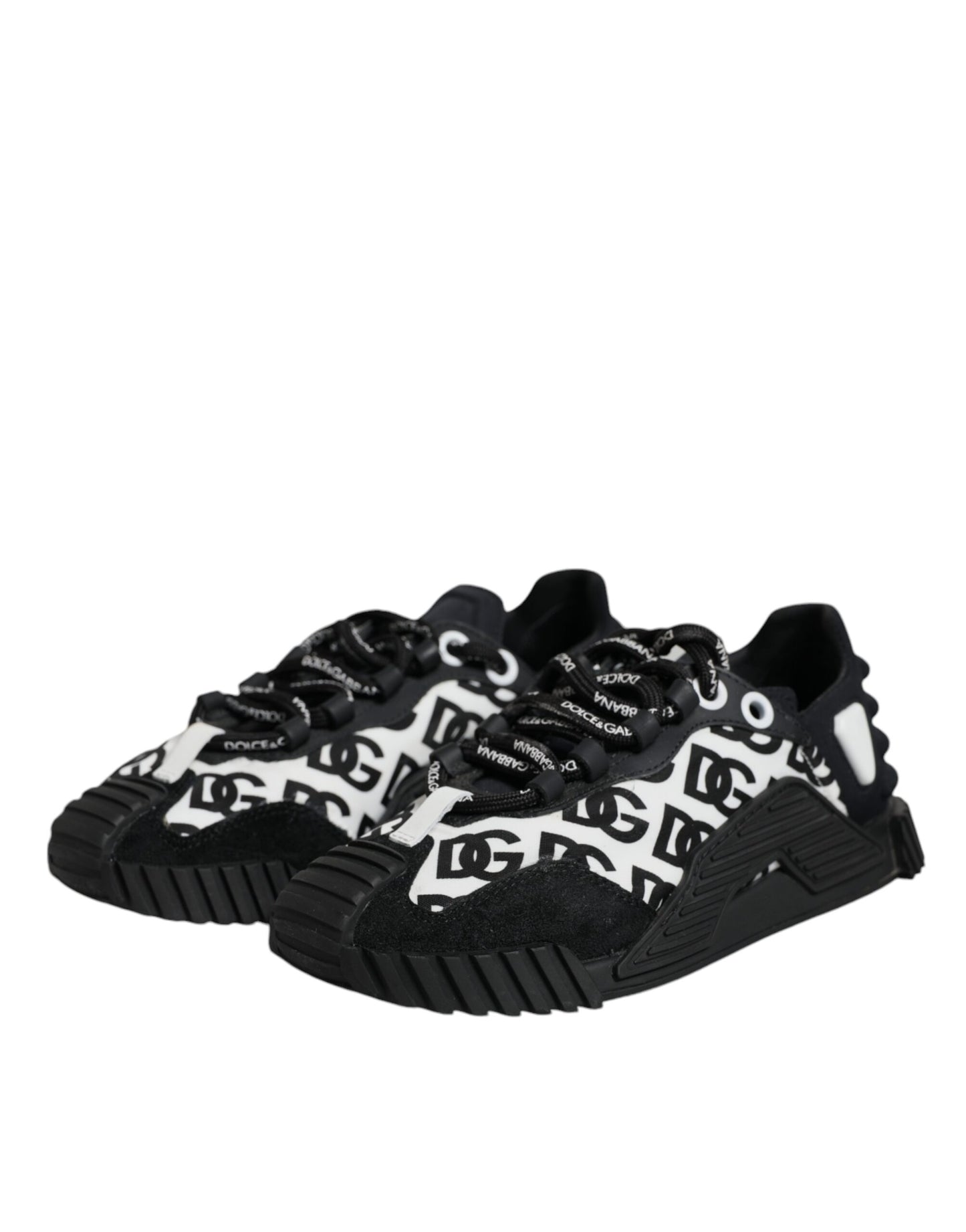 Dolce &amp; Gabbana Black Logo Lace Up Low Top NS1 Sneakers Shoes