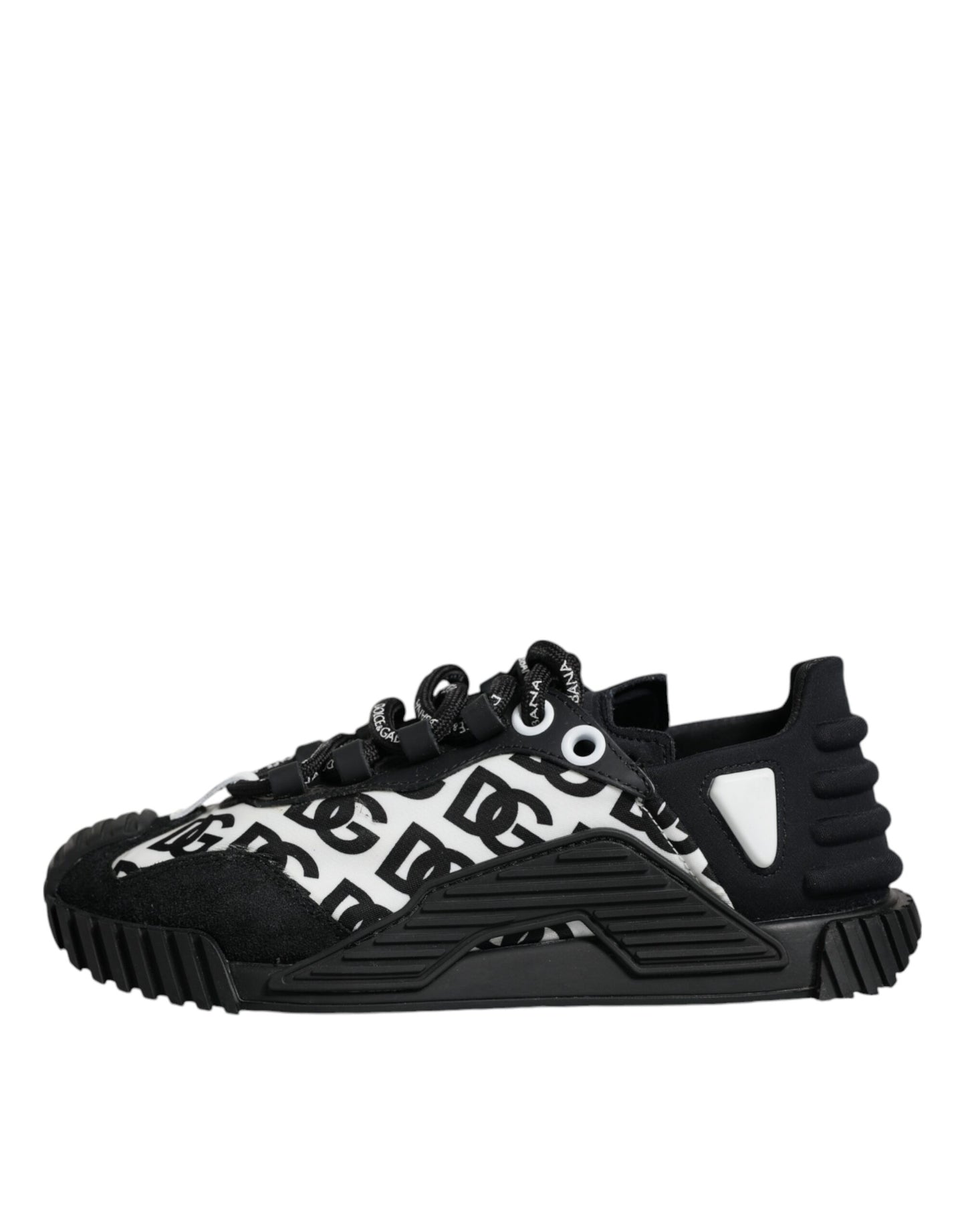 Dolce &amp; Gabbana Black Logo Lace Up Low Top NS1 Sneakers Shoes