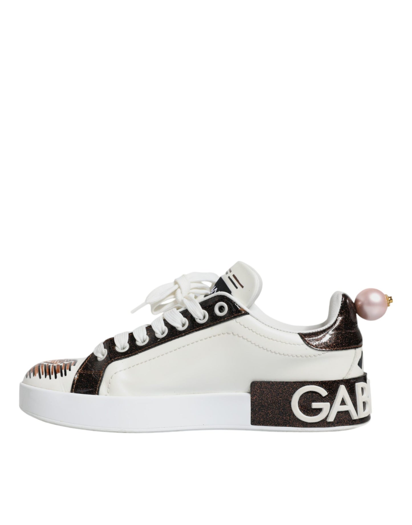 Dolce &amp; Gabbana White Love Sequin Portofino Sneakers Shoes