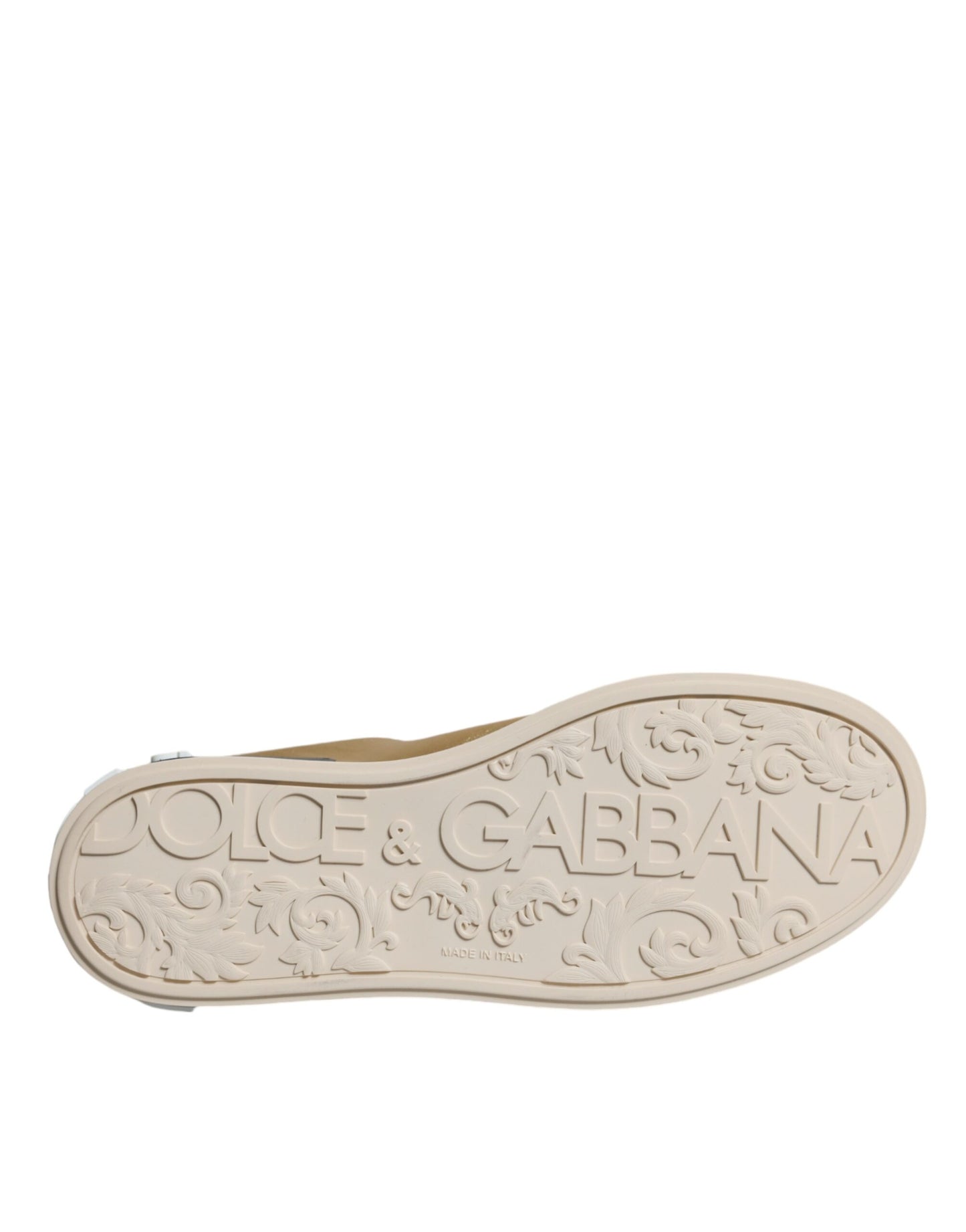 Dolce &amp; Gabbana Gold Portofino Calf Leather Sneakers Shoes