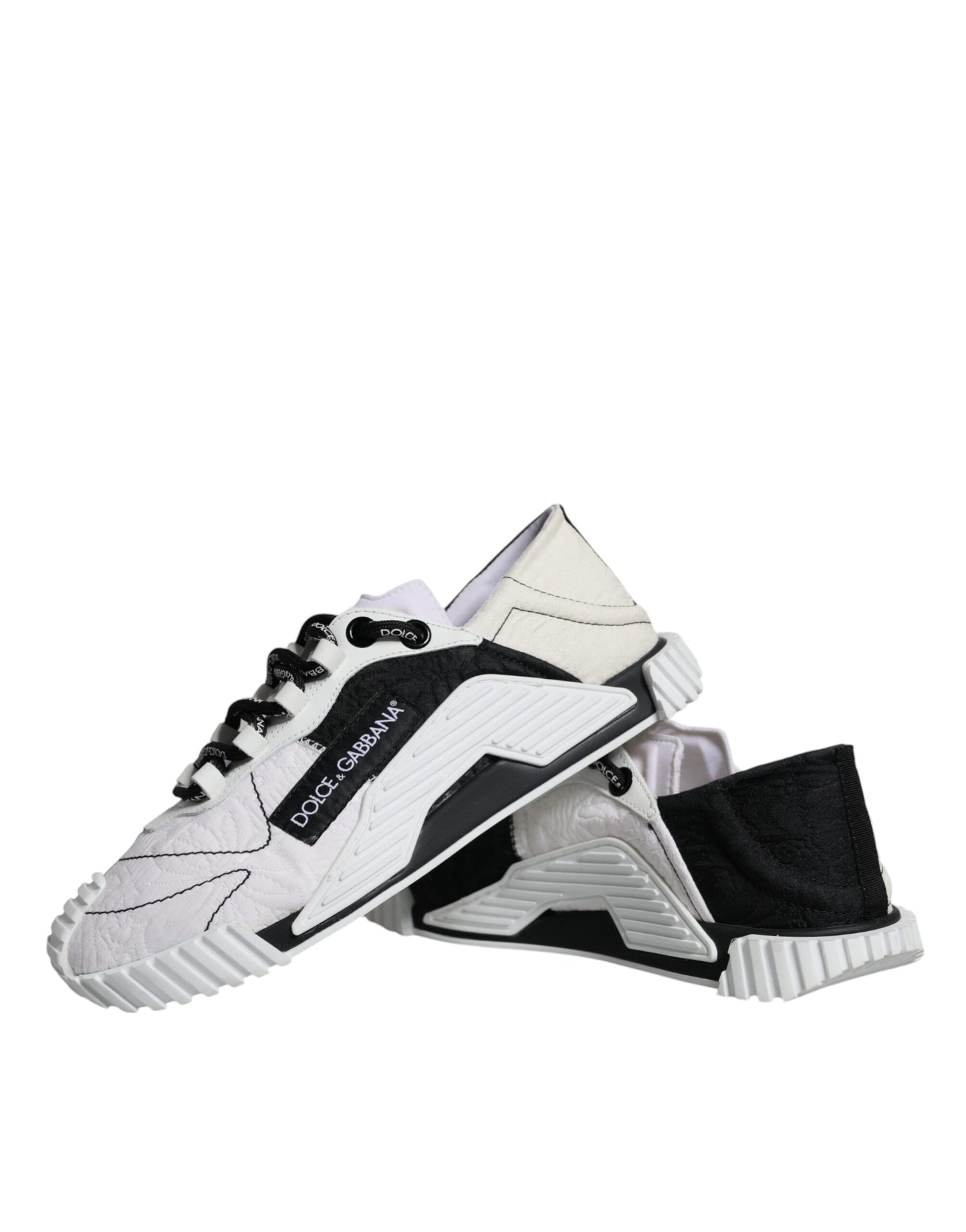 Dolce &amp; Gabbana White Black Low Top NS1 Sneakers Shoes