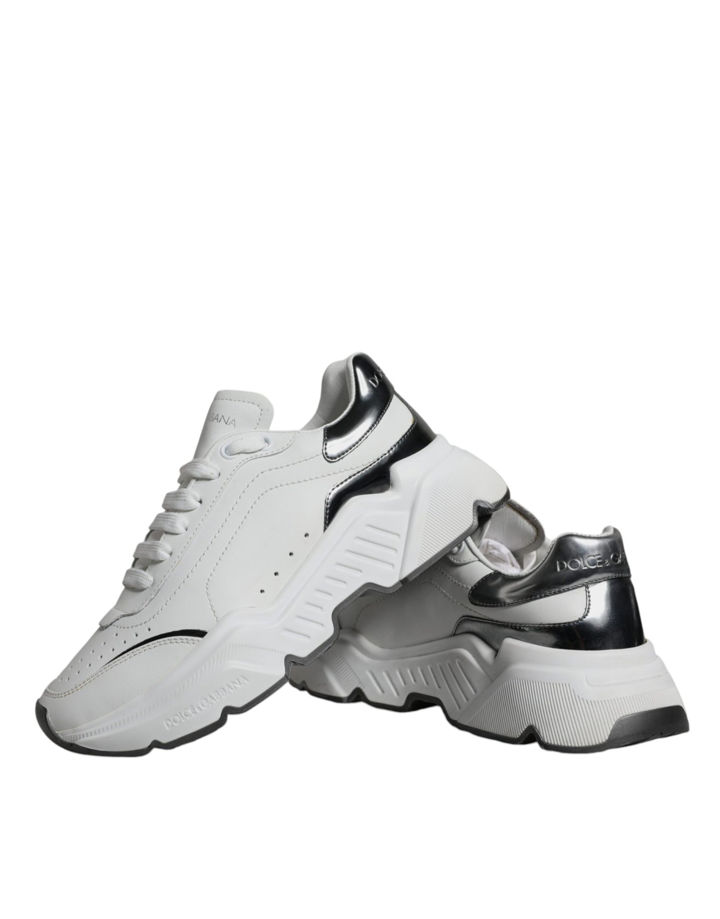 Dolce &amp; Gabbana Silver White Daymaster Low Top Sneakers Shoes