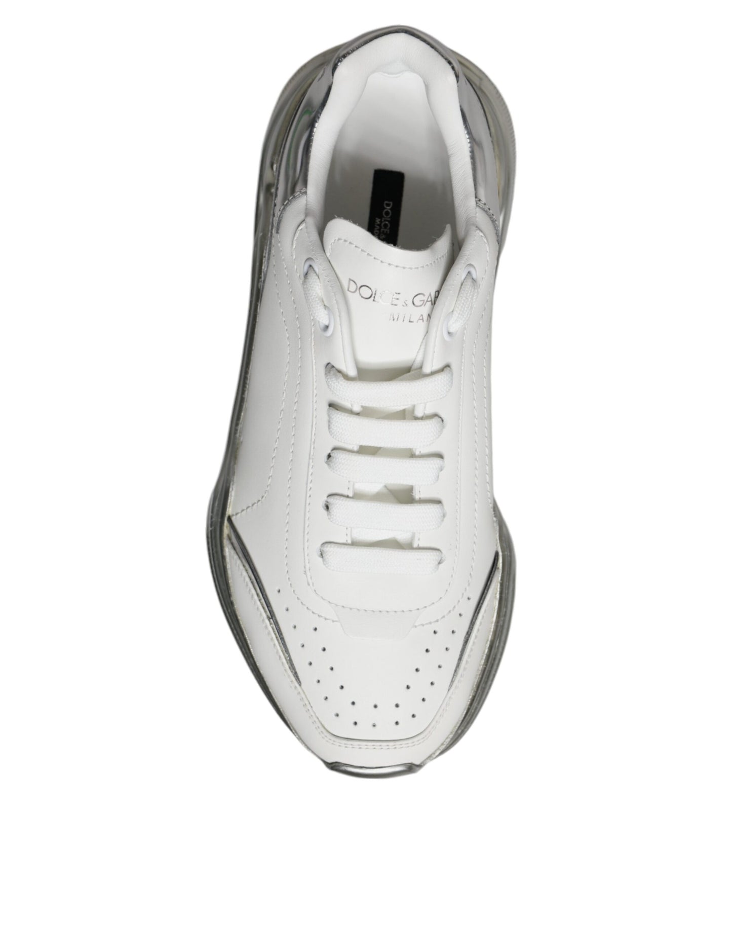 Dolce &amp; Gabbana Silver White Daymaster Low Top Sneakers Shoes