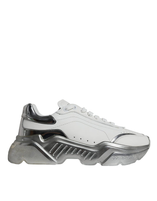 Dolce &amp; Gabbana Silver White Daymaster Low Top Sneakers Shoes