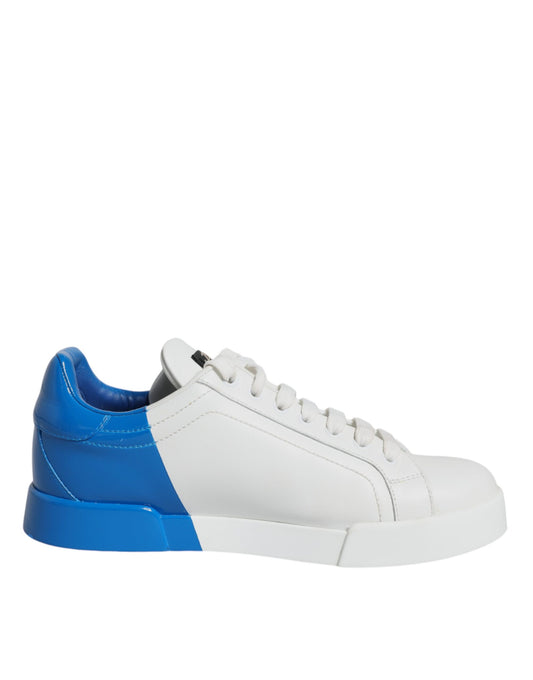 Dolce &amp; Gabbana White Blue Portofino Low Top Sneakers Shoes