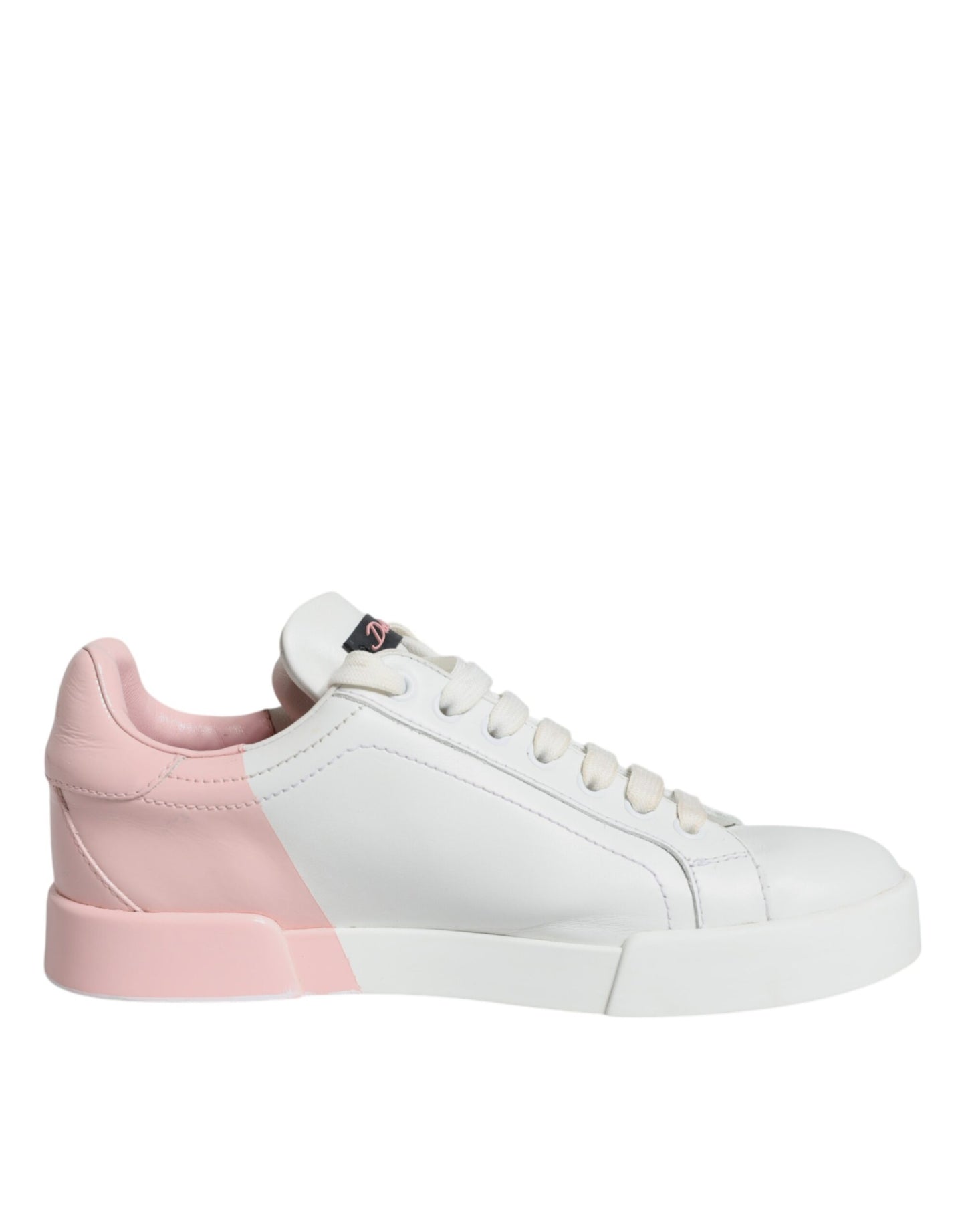 Dolce &amp; Gabbana White Pink Portofino Low Top Sneakers Shoes