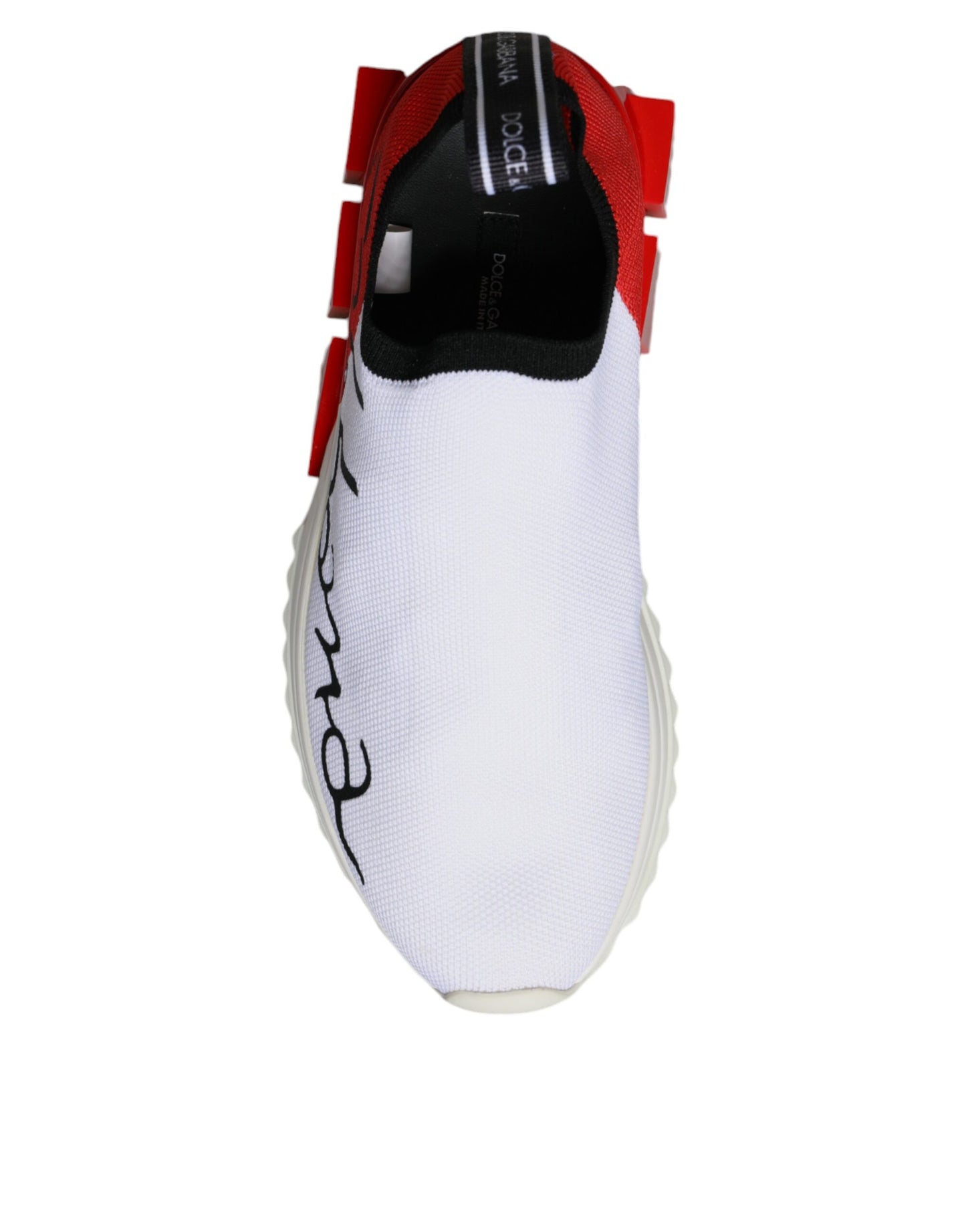 Dolce &amp; Gabbana White Red Low Top Sorrento Men Sneakers Shoes