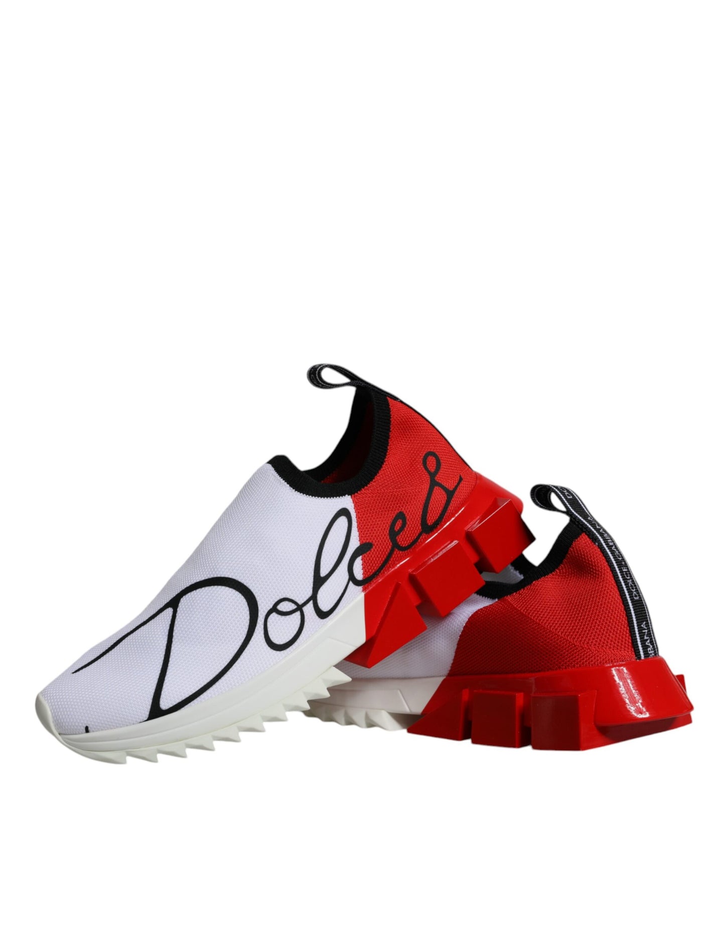 Dolce &amp; Gabbana White Red Low Top Sorrento Men Sneakers Shoes