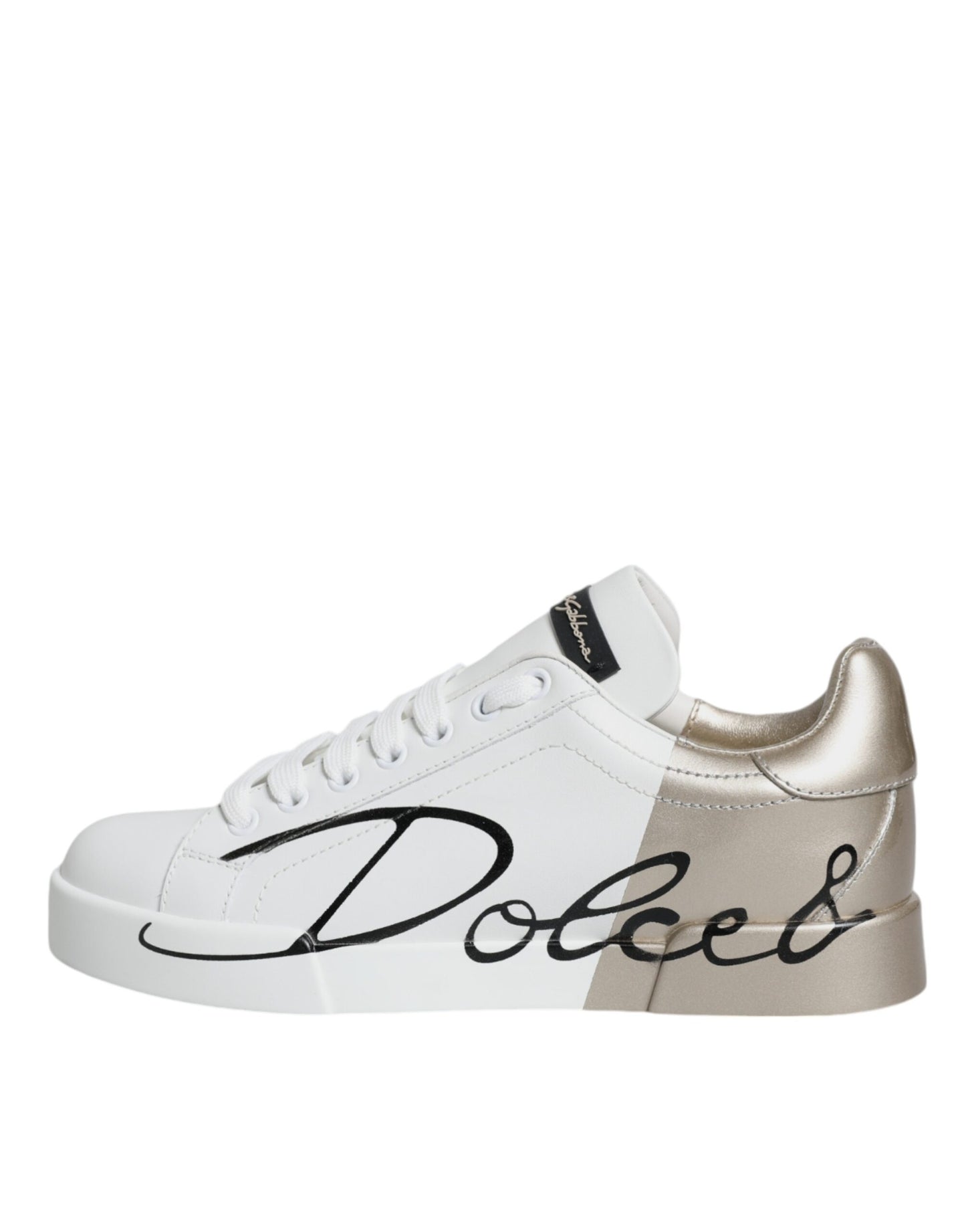 Dolce &amp; Gabbana White Gold Portofino Low Top Sneakers Shoes