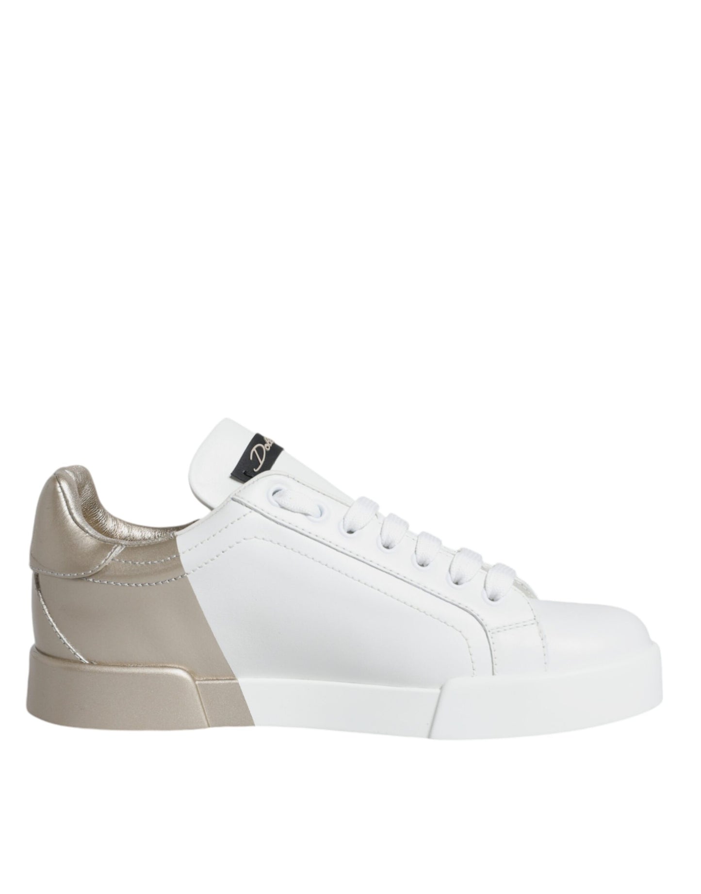 Dolce &amp; Gabbana White Gold Portofino Low Top Sneakers Shoes