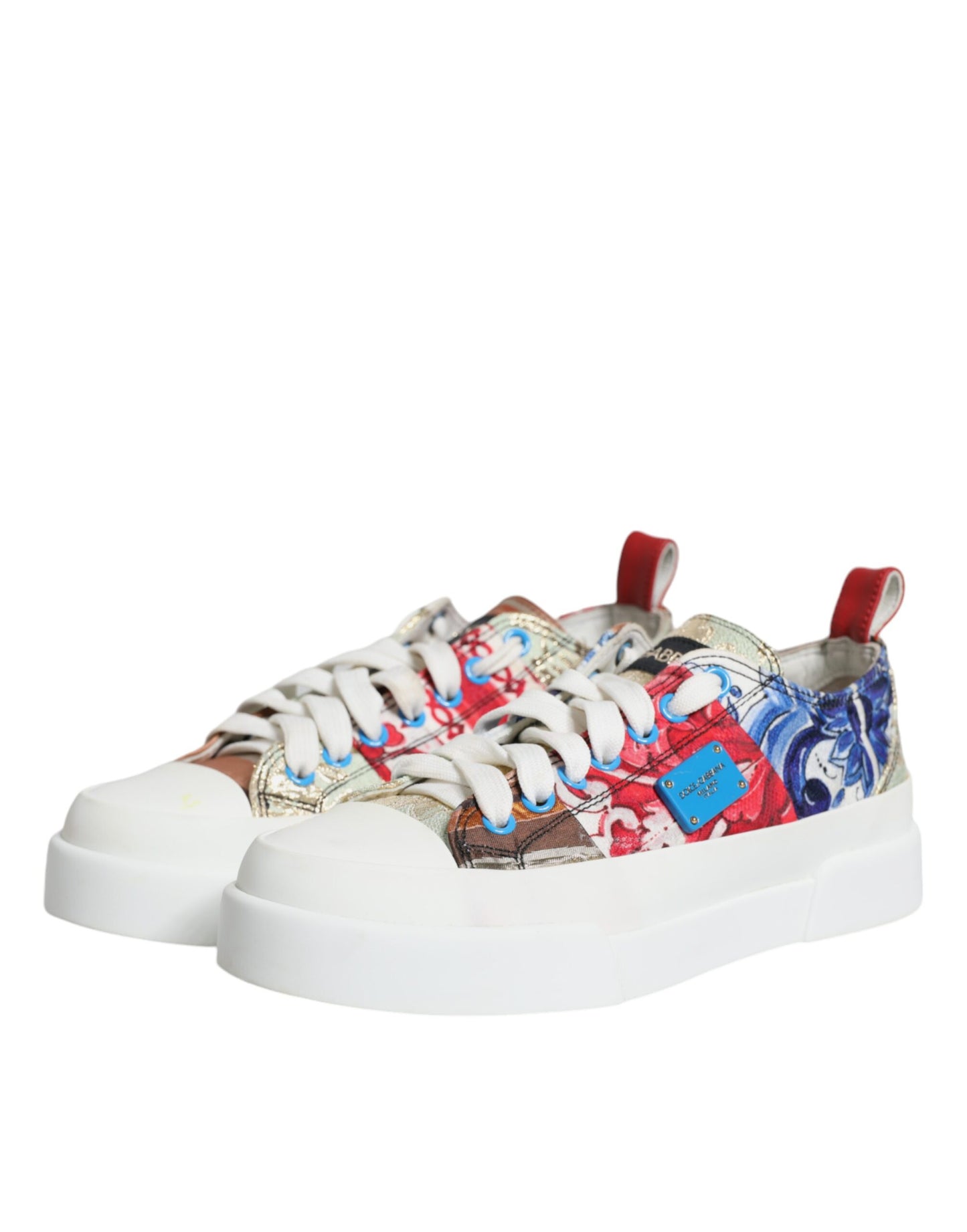 Dolce &amp; Gabbana Multicolor Patchwork Low Top Sneakers Shoes