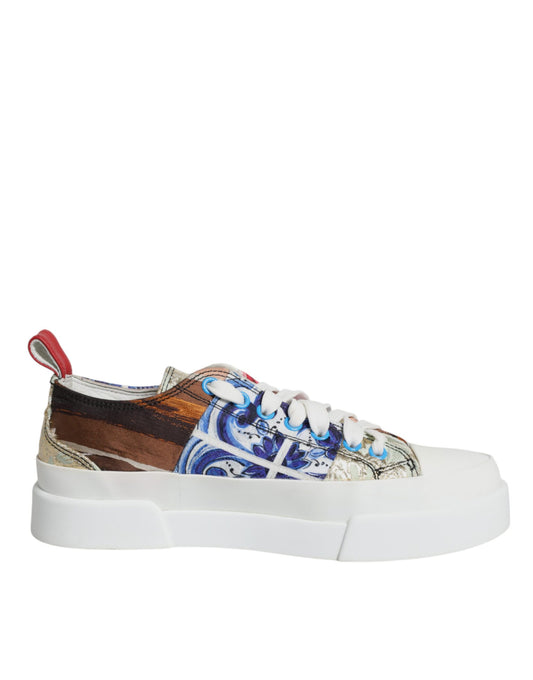 Dolce &amp; Gabbana Multicolor Patchwork Low Top Sneakers Shoes