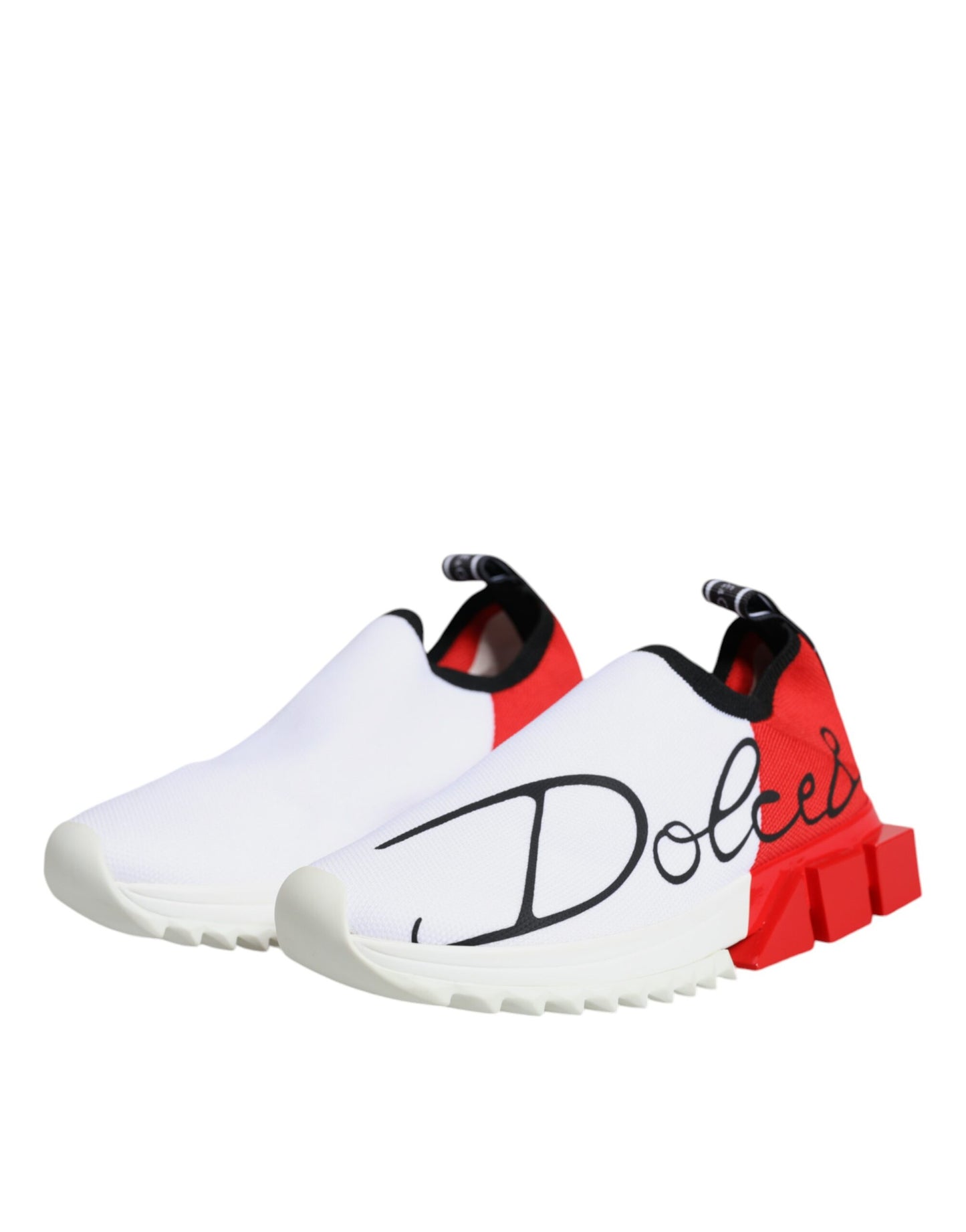 Dolce &amp; Gabbana White Red Low Top Sorrento Men Sneakers Shoes