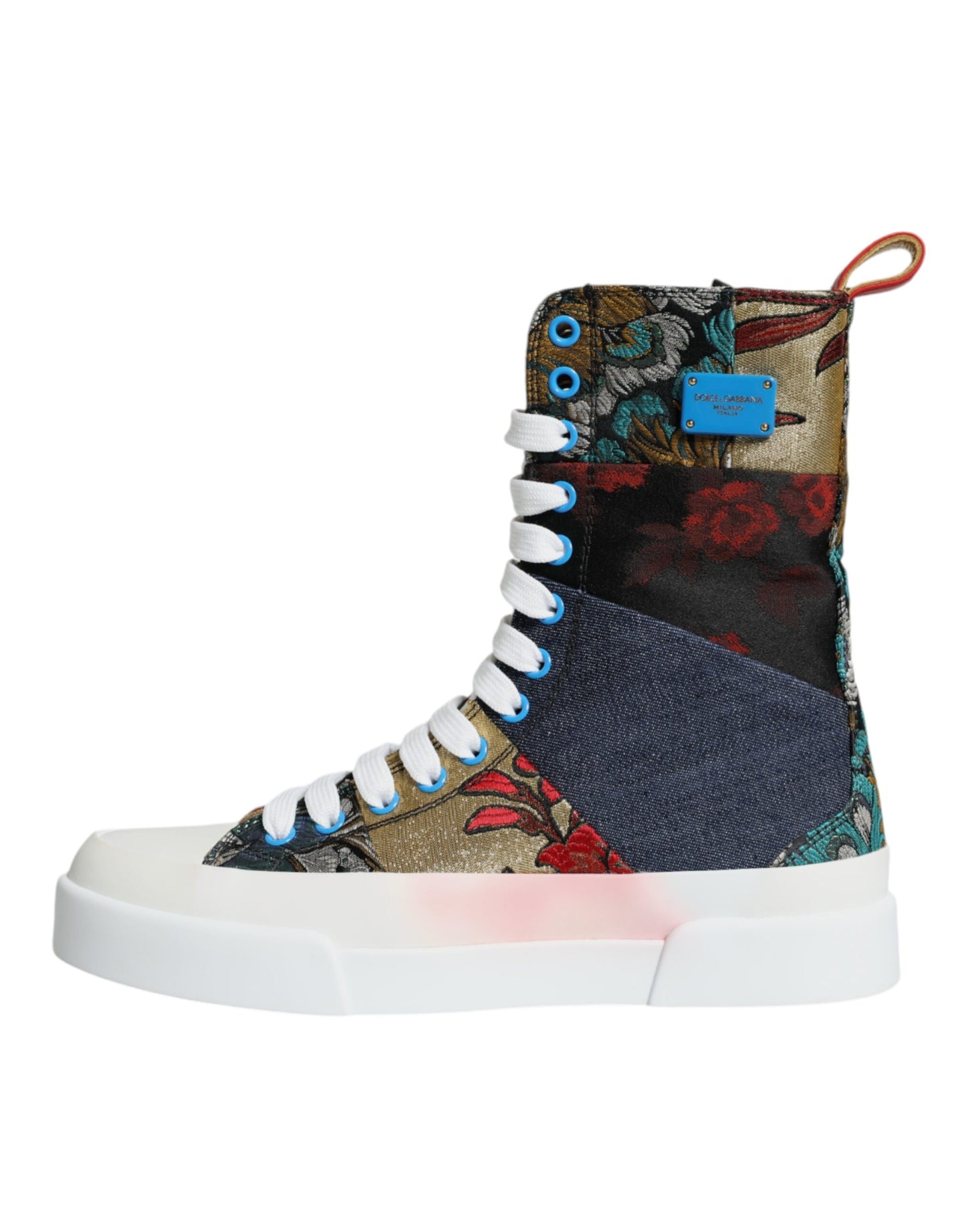 Dolce & Gabbana Multicolor Patchwork Logo High Top Sneakers Shoes