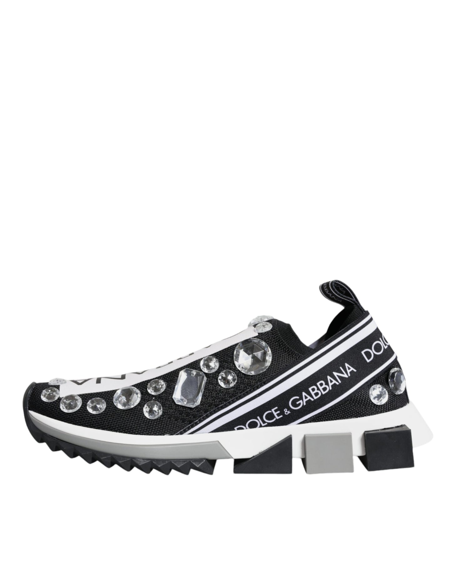 Dolce & Gabbana Black Sorrento Crystals Low Top Sneakers Shoes