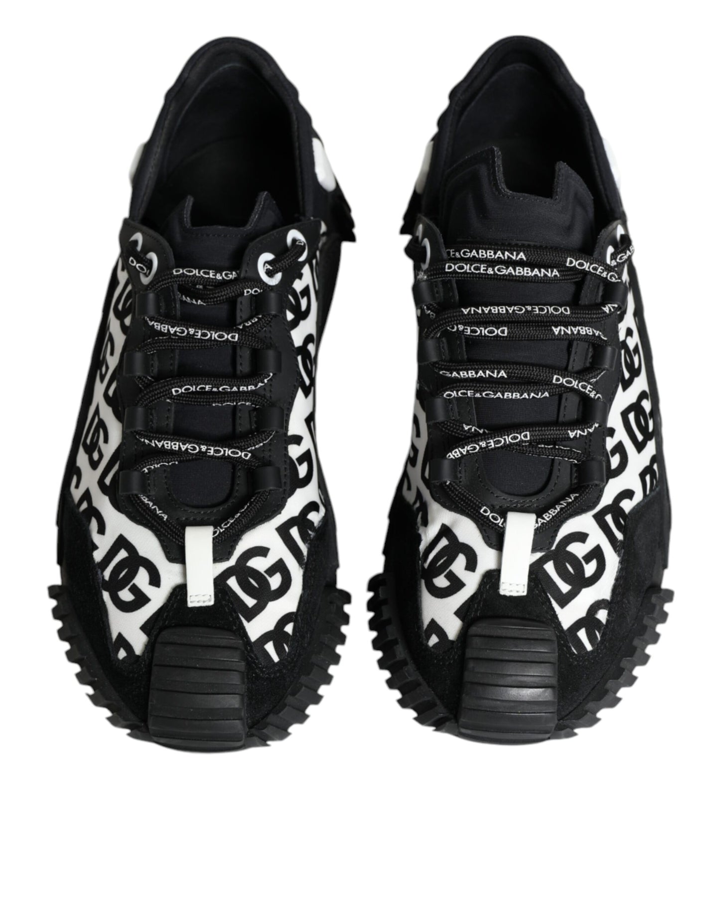 Dolce &amp; Gabbana Black Logo Lace Up Low Top NS1 Sneakers Shoes