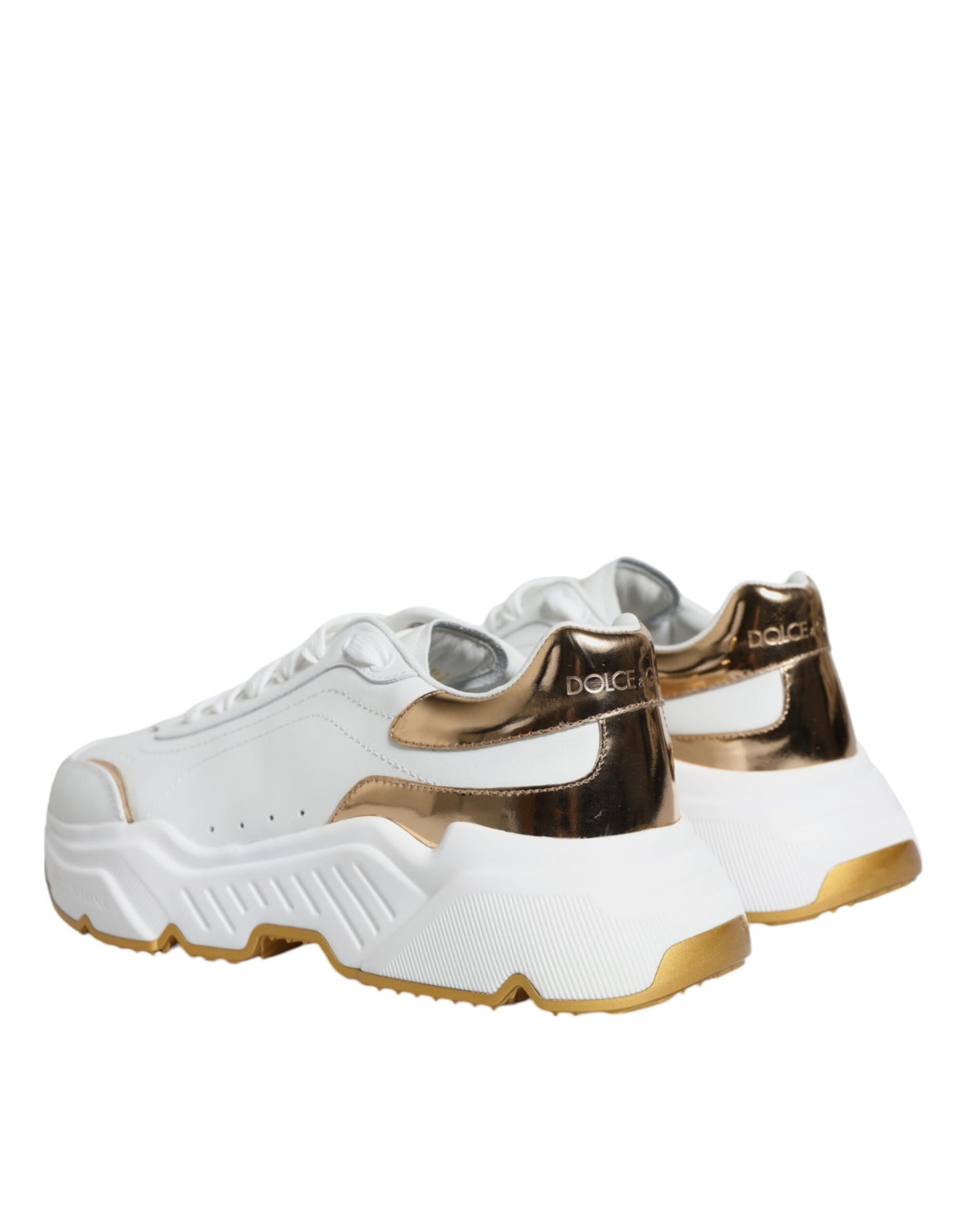 Dolce &amp; Gabbana Gold White Daymaster Low Top Sneakers Shoes