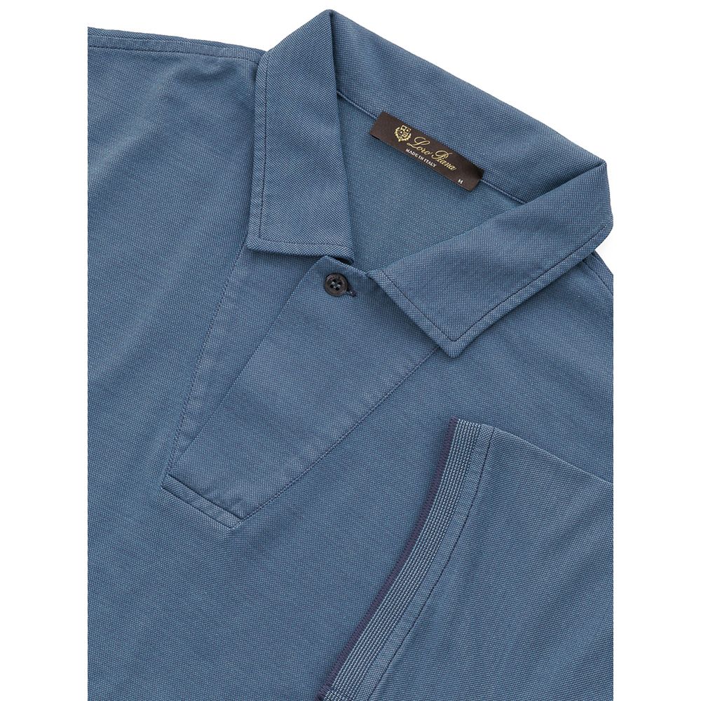 Loro Piana light blue cotton polo shirt