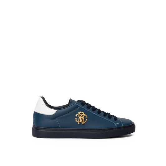 Roberto Cavalli Blue Leather Sneakers