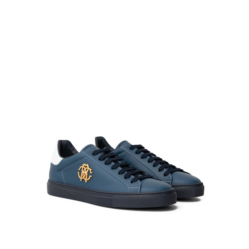 Roberto Cavalli Blue Leather Sneakers