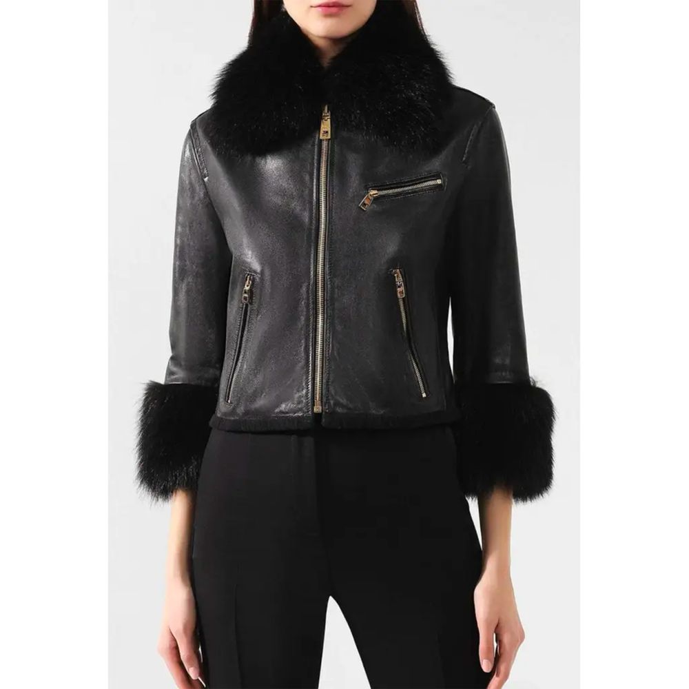 Dolce &amp; Gabbana Black Leather Di Lambskin Jackets &amp; Coats