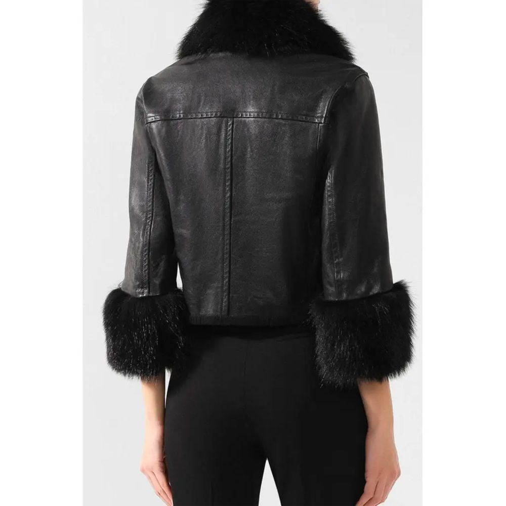 Dolce &amp; Gabbana Black Leather Di Lambskin Jackets &amp; Coats