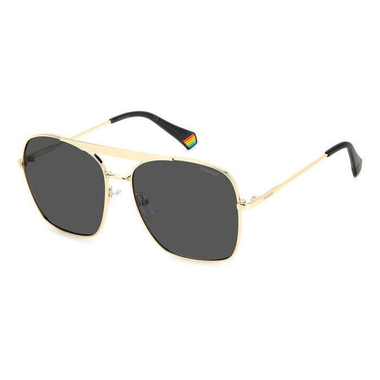 Polaroid Goldene Metall-Sonnenbrille