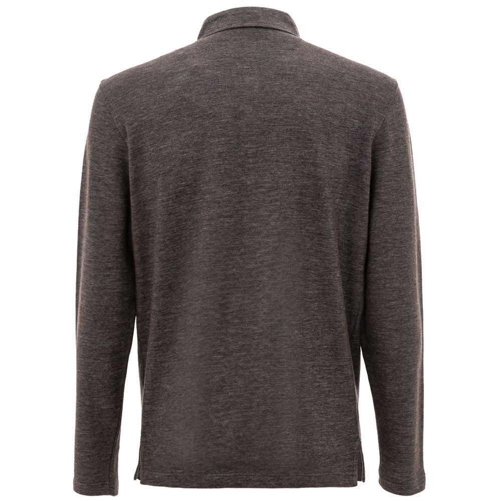 Corneliani Gray Wool Polo Shirt