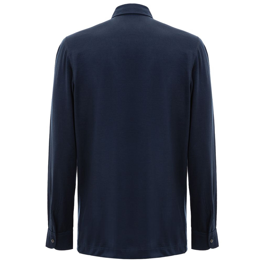 Corneliani polo shirt in blue virgin wool