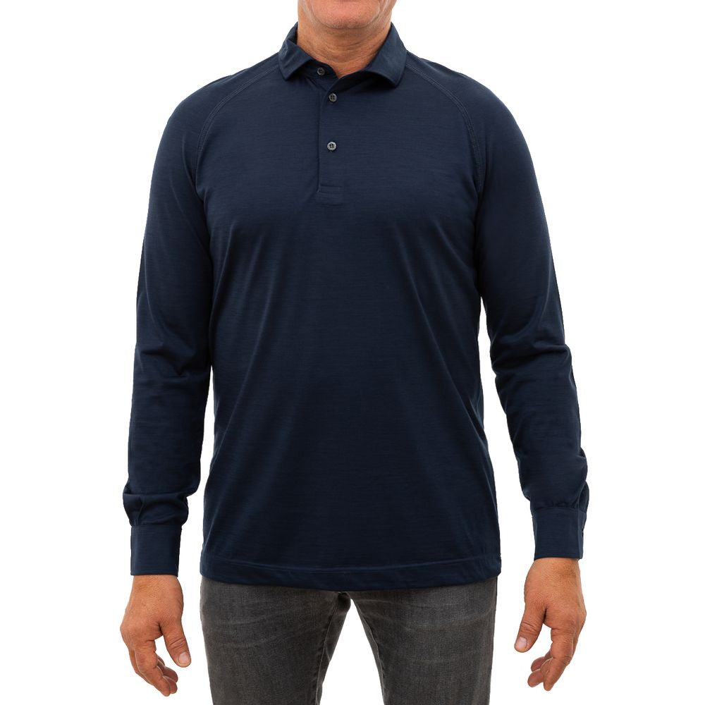 Corneliani polo shirt in blue virgin wool