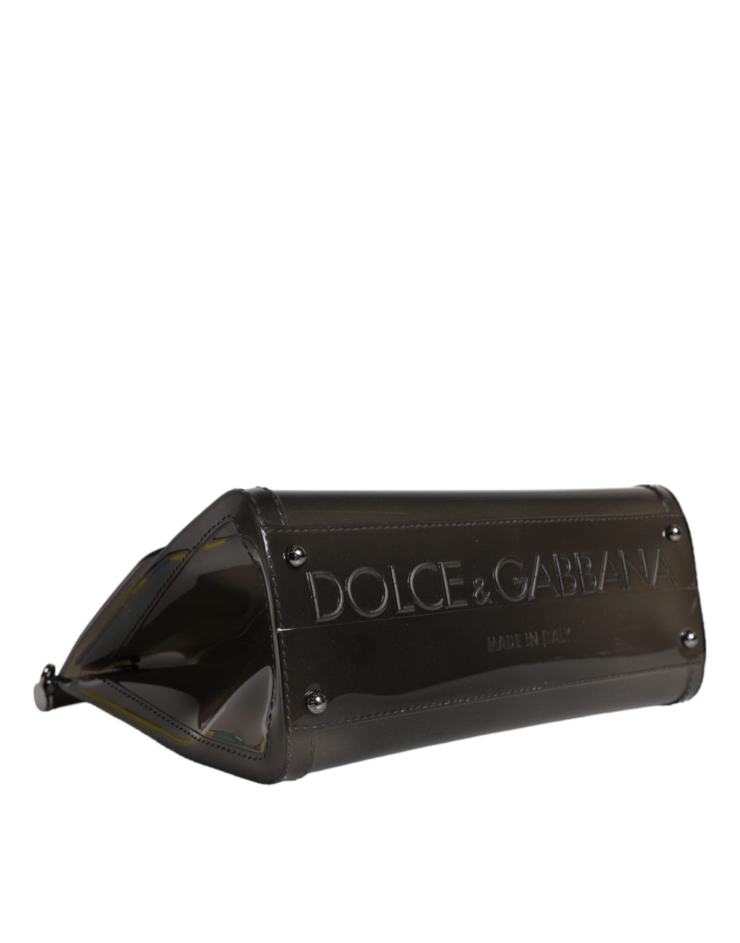 Dolce & Gabbana Black PVC SICILY Logo Tote Top Handle Bag