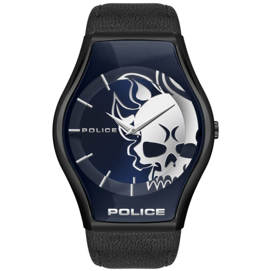 Police Schwarze Lederuhr