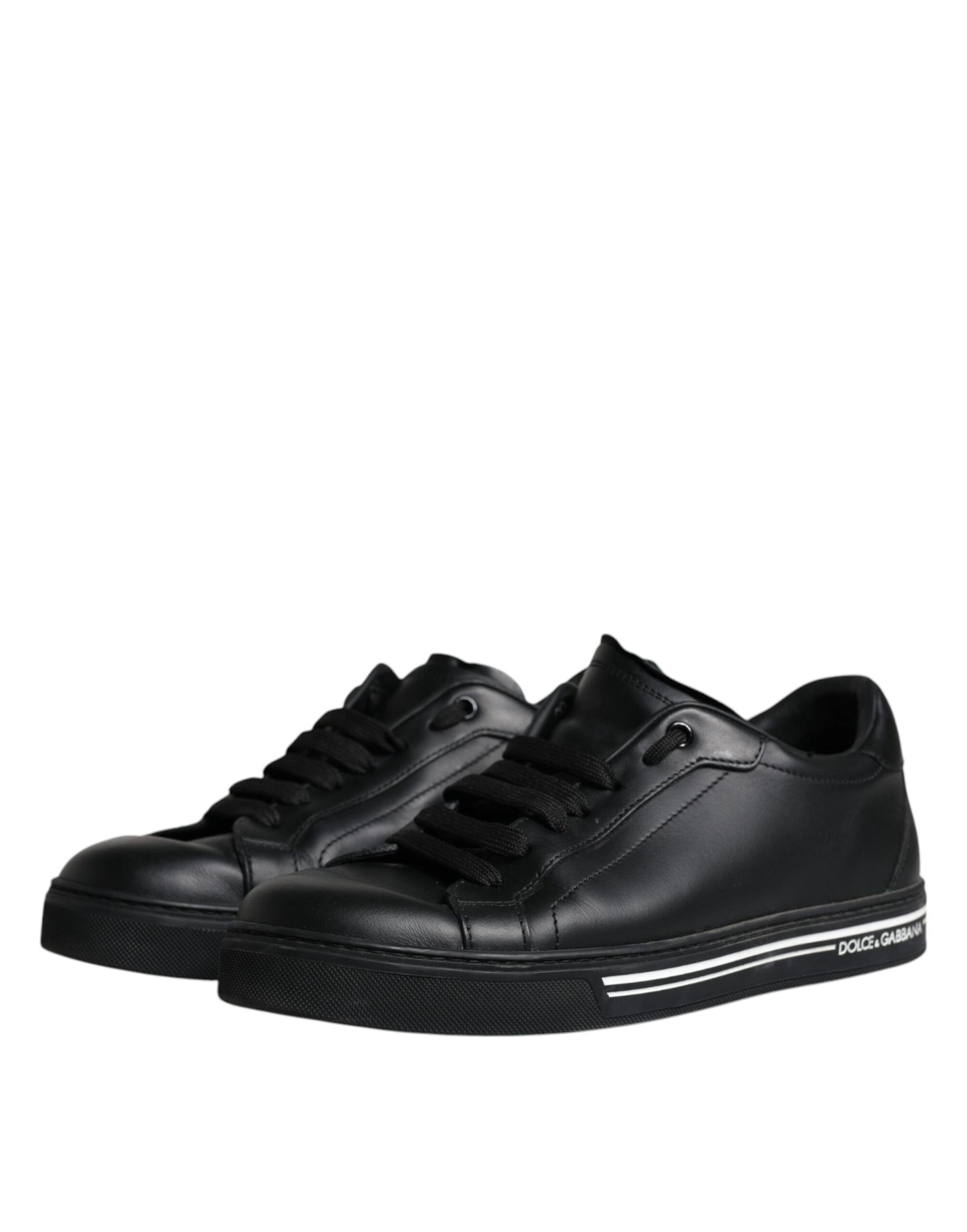 Dolce & Gabbana Black Leather Low Top Sneakers Shoes