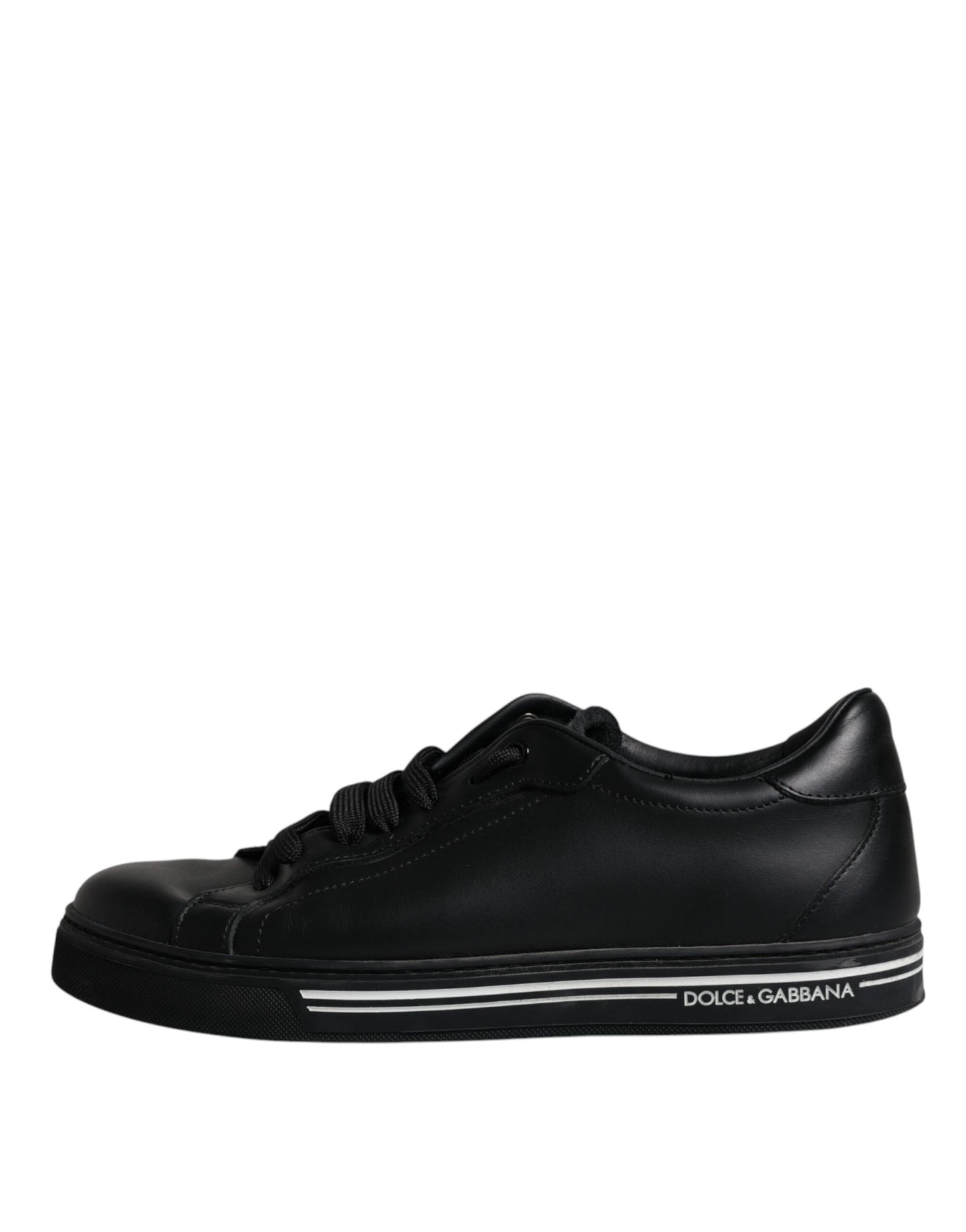 Dolce & Gabbana Black Leather Low Top Sneakers Shoes