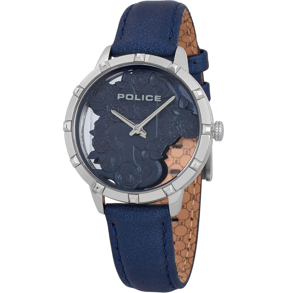 Police Blaue Lederuhr