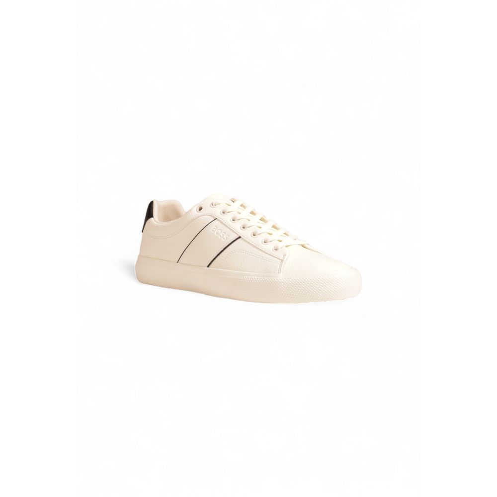 Hugo Boss Cremefarbene Leder-Sneaker