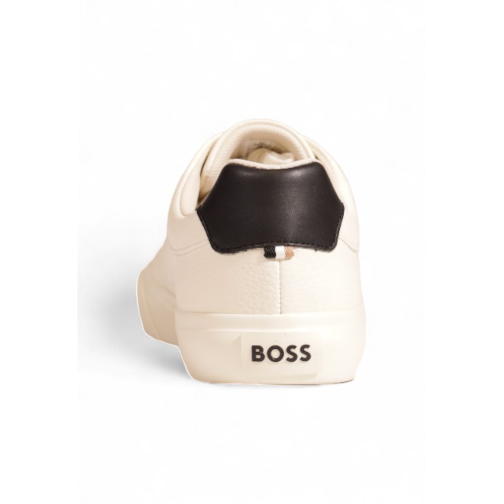 Hugo Boss Cremefarbene Leder-Sneaker