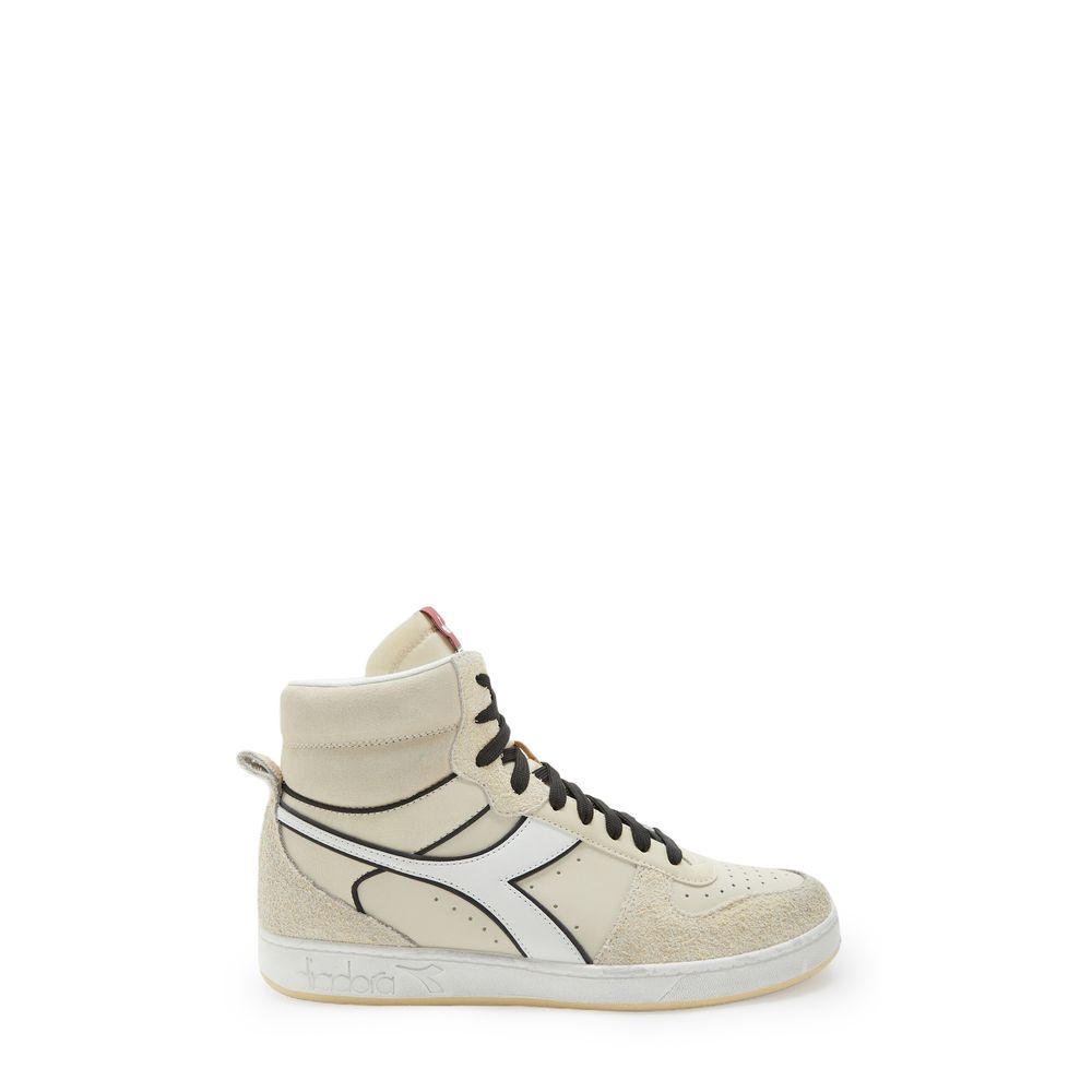 Diadora Cremefarbene Leder-Sneaker