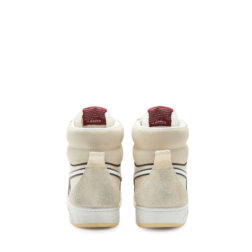 Diadora Cremefarbene Leder-Sneaker