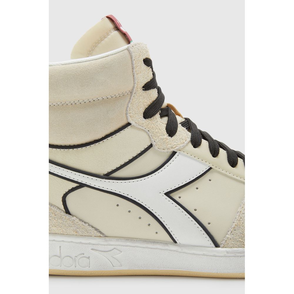 Diadora Cremefarbene Leder-Sneaker